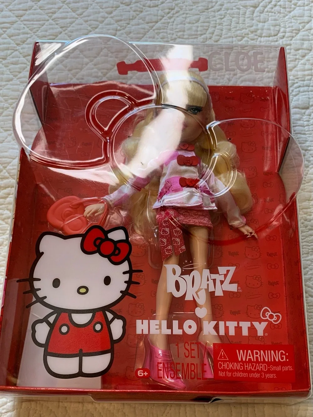Bratz x Hello Kitty Cloe Sanrio Fashion Doll in Pink-White Plaid with Bow Purse